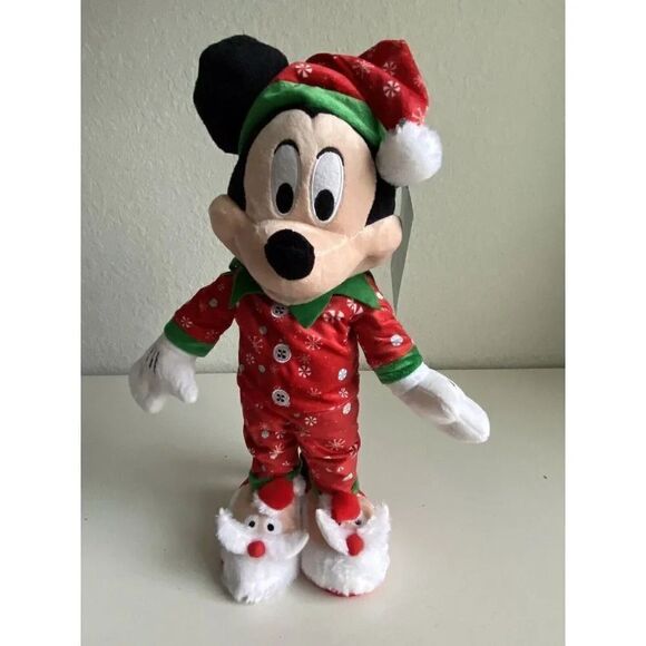 Disney Mickey Mouse Christmas PJ Pajamas Holiday Greeter 20” SanTa Slippers NEW - Picture 1 of 6